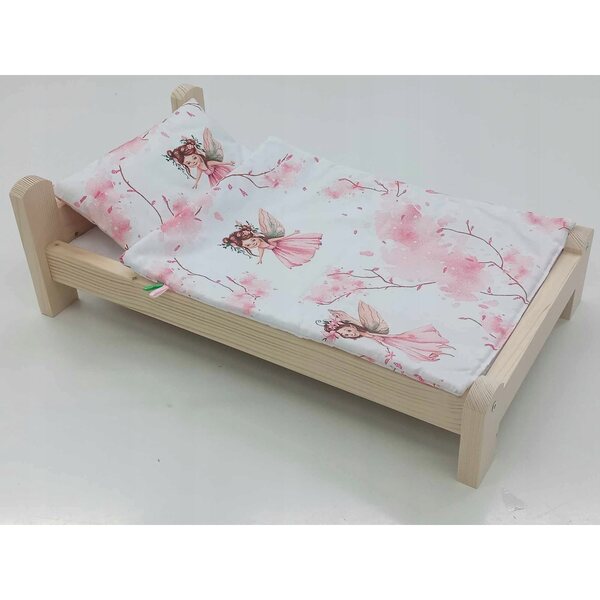 Holzbett für Puppen mit Bettwäsche aus zertifizierter Baumwolle, verschiedene Modelle