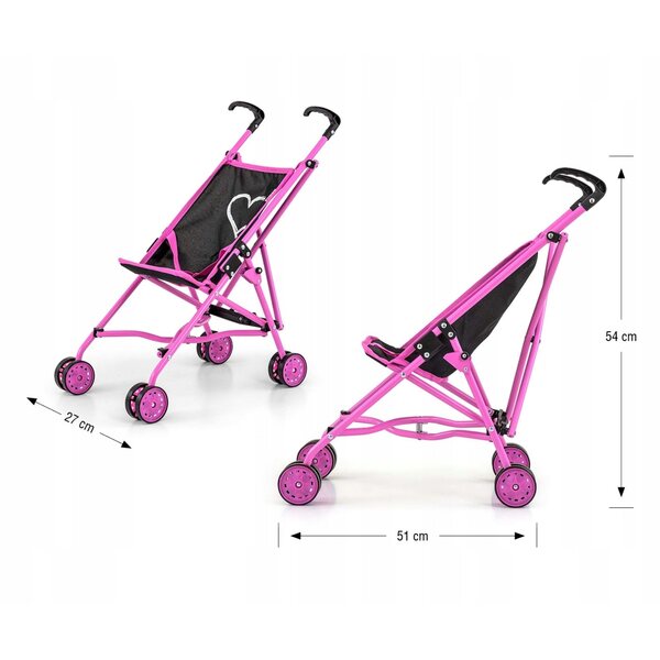 Julia Prestige schwarzer Milly Mally Puppenwagen, faltbar und leicht