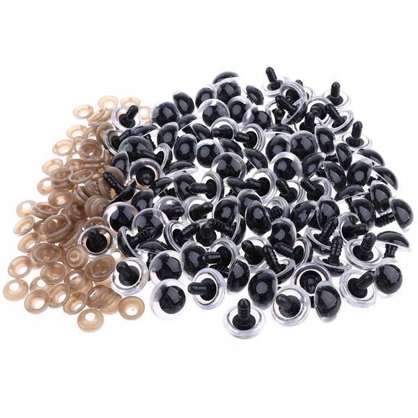 100 transparente Sicherheitsaugen 16 mm für DIY-Puppen und Stofftiere