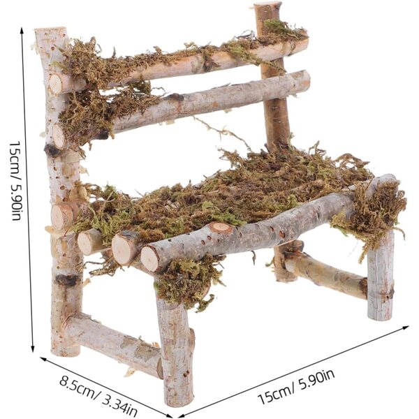 INOOMP Panca in Legno Miniatura per Case delle Bambole e Micro Paesaggi 15x15 cm