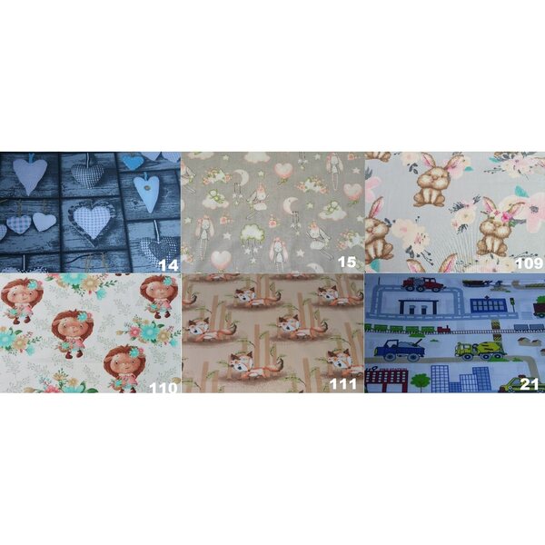 Mehrfarbige Minky-Bettwäsche für einen Puppenwagen mit hypoallergener Polsterung