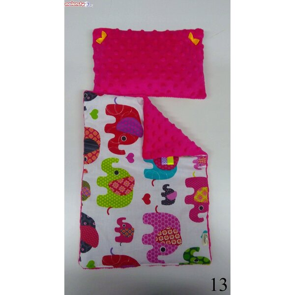 Komplettes Bettwäscheset für Puppenbett aus Baumwolle und Minky 25x15 und 40x30 cm