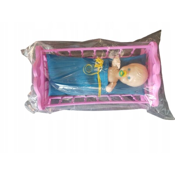 Culla con bambola per bambini a partire da 3 anni, dimensioni 22x13 cm