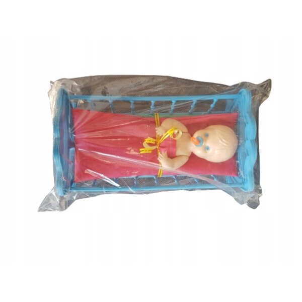 Culla con bambola per bambini a partire da 3 anni, dimensioni 22x13 cm