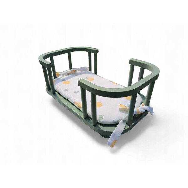 Letto per bambole in plastica riciclata ecologica, colore azzurro, 42,5x24,5x17,5 cm