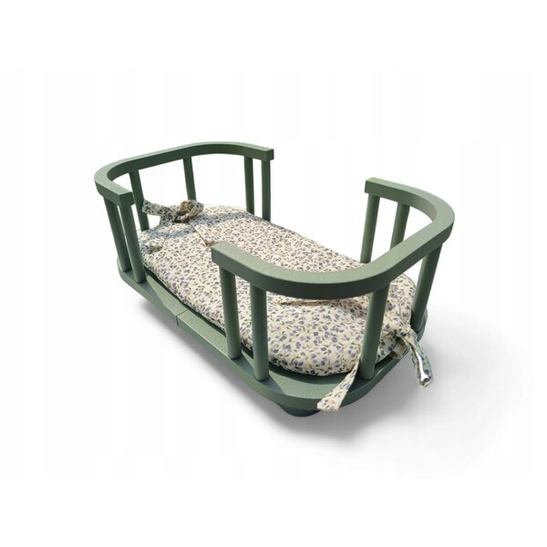 Letto per bambole in plastica riciclata ecologica, colore azzurro, 42,5x24,5x17,5 cm