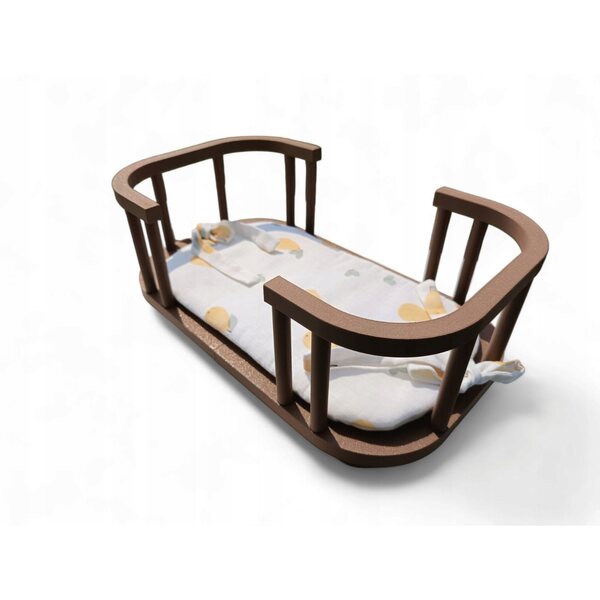 Letto per bambole ecologico marrone, leggero e resistente in plastica riciclata
