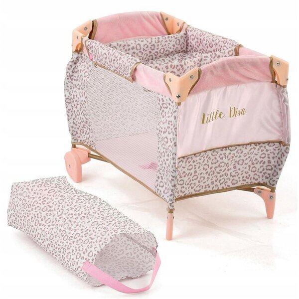 Letto da Viaggio per Bambole Hauck Toys Little Diva 43 cm con Fasciatoio e Ruote