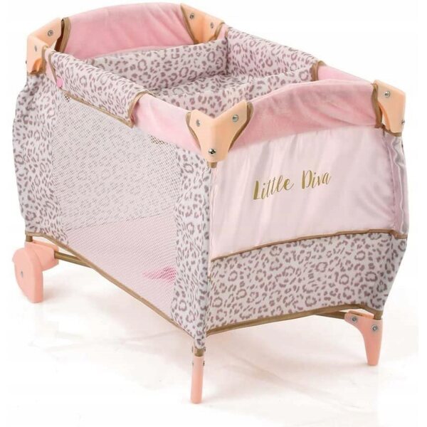 Letto da Viaggio per Bambole Hauck Toys Little Diva 43 cm con Fasciatoio e Ruote