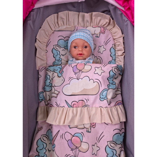 Set biancheria da letto, piumino e cuscino per bambole SELINE SLEEP, produzione polacca
