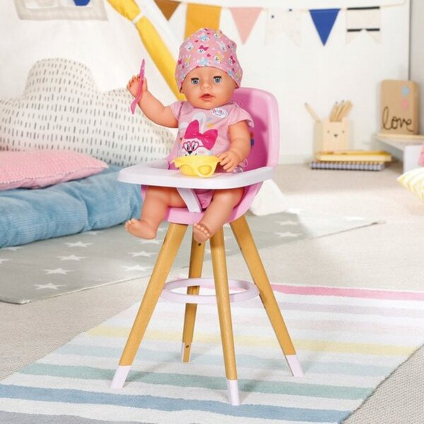Baby Born Hochstuhl für Puppe 36-43 cm im skandinavischen Stil, Rosa
