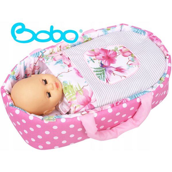 Babytrage für 45-cm-Puppen, rosa Blumen – weiche Baumwolle und hypoallergene Polsterung