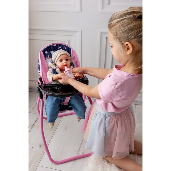 Doris 3 in 1 Set: Sitz, Schaukelstuhl und Babytrage für Puppen für Mädchen ab 3 Jahren