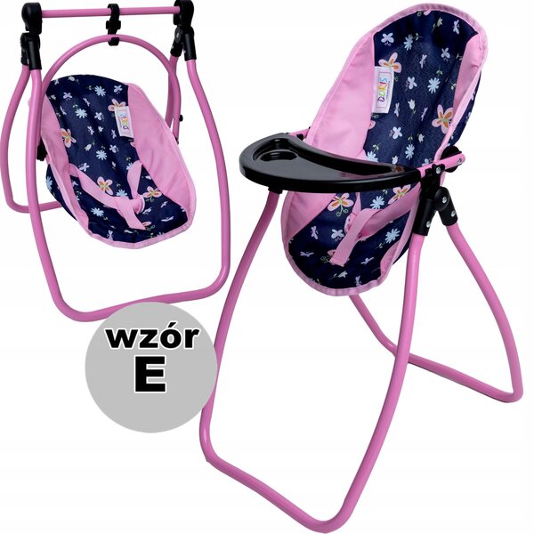 Doris 3 in 1 Set: Sitz, Schaukelstuhl und Babytrage für Puppen für Mädchen ab 3 Jahren