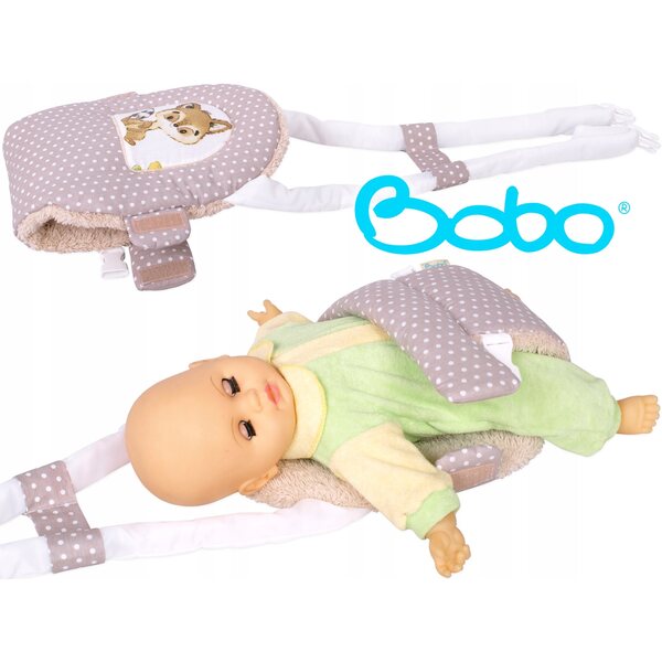 Beigefarbene Babytrage aus Baumwolle für BOBO-Puppen mit Gurt, bis 45 cm