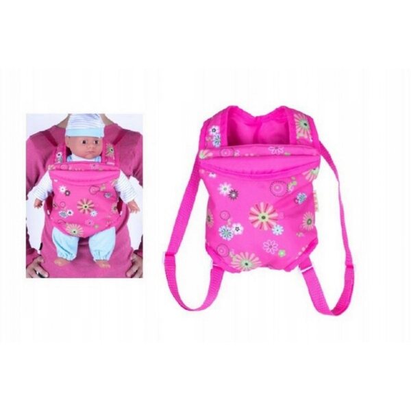 Puppenhalter mit Kängurutasche 29x20 cm für rosa Mädchen