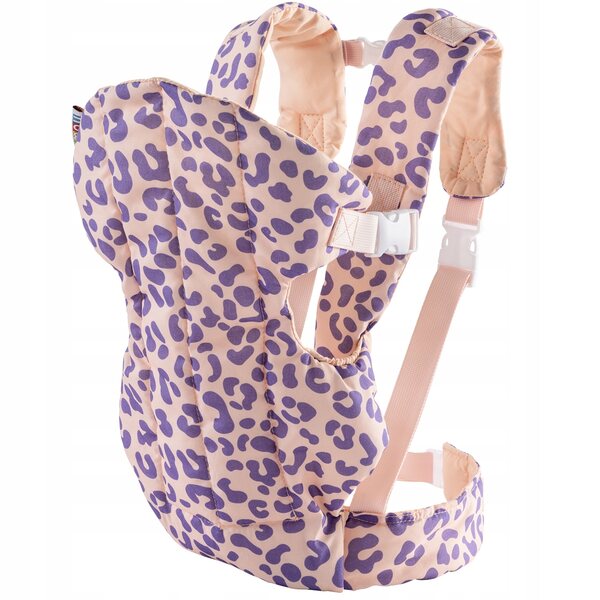 Babytrage für Leo-Puppen bis 50 cm mit lila Leopardenmuster, verstellbare Träger