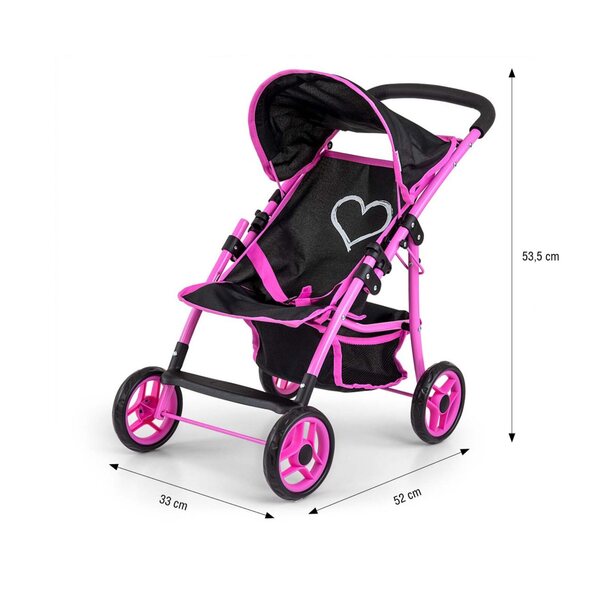 Milly Mally Natalie Prestige Schwarzer Puppenwagen mit Verdeck und Zubehör