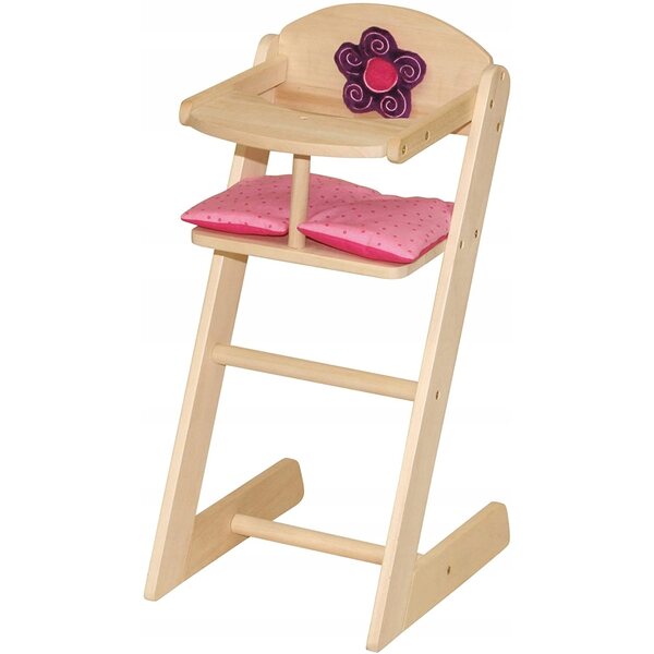Roba Sedia da pappa in legno per bambole con cuscini rosa e viola