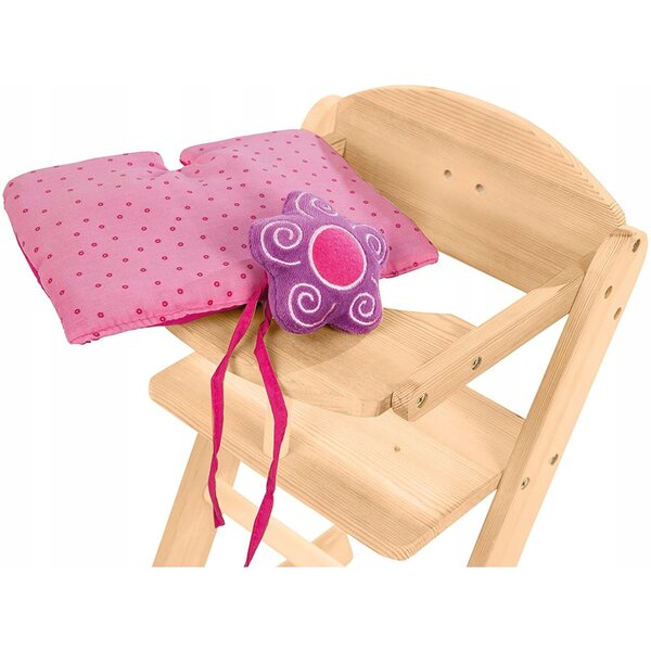 Roba Sedia da pappa in legno per bambole con cuscini rosa e viola