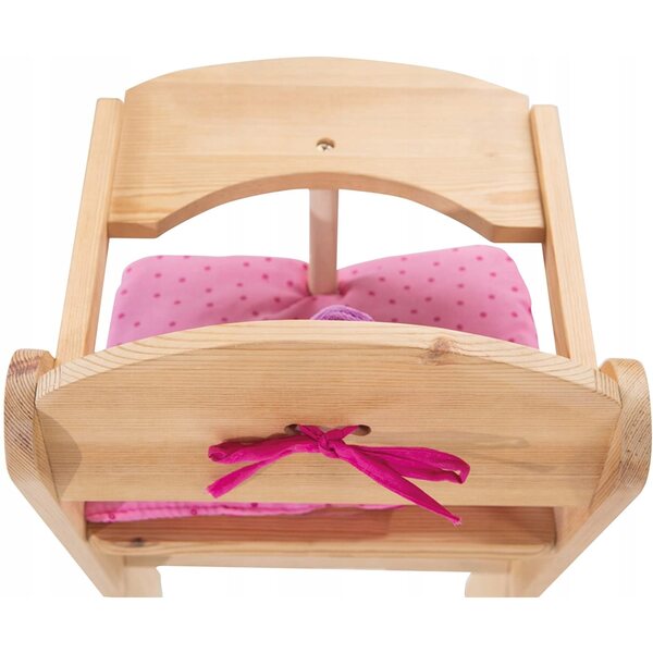 Roba Sedia da pappa in legno per bambole con cuscini rosa e viola
