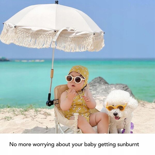 Parasol bambino da spiaggia con frange e protezione solare resistente al vento
