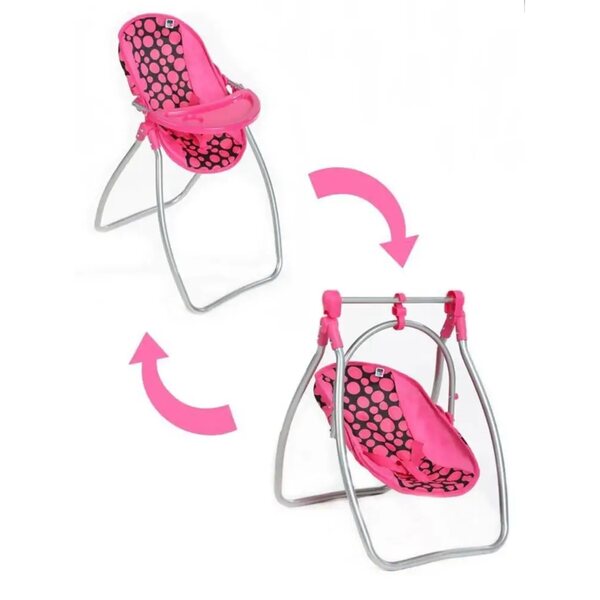 PlayTO Izabela 2 in 1: Altalena e Seggiolone per Bambole per Bambine 3+