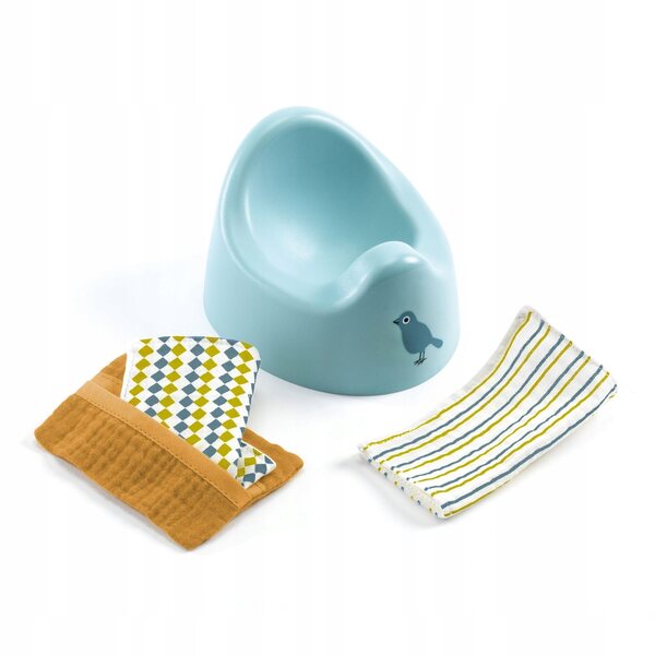 DJECO Nocnik mit Zubehör für Puppen 30-36 cm POMEA-Kollektion