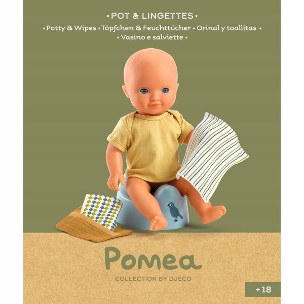 DJECO Nocnik mit Zubehör für Puppen 30-36 cm POMEA-Kollektion