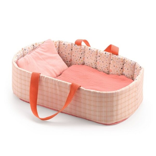 Babytrage, Puppenkorb, Djeco POMEA-Kollektion rosa, 36 cm, weiche Baumwolle