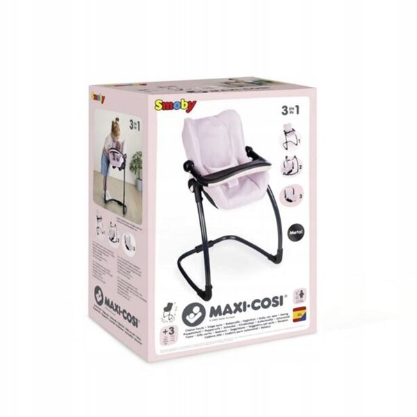 Smoby Maxi-Cosi 3 in 1 Fotelik Auto und Hochstuhl für Puppen hellrosa