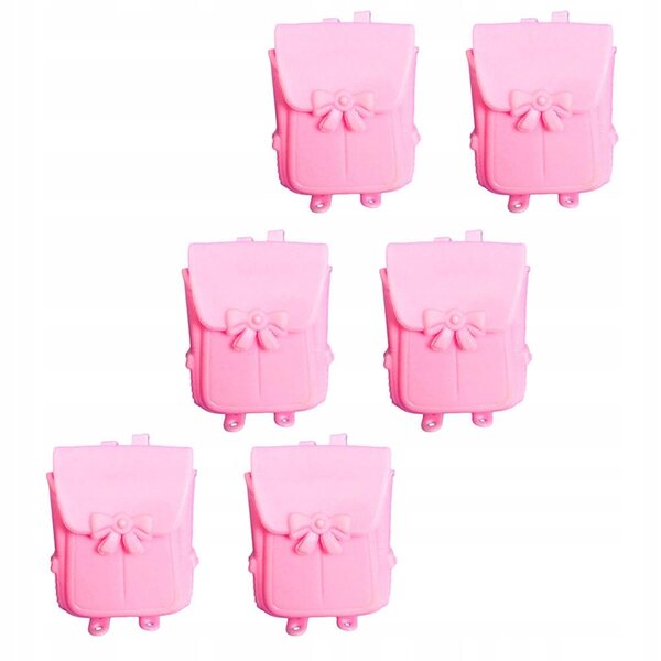 Set mit 6 rosafarbenen Mini-Rucksäcken zur Puppenhausdekoration aus strapazierfähigem PVC