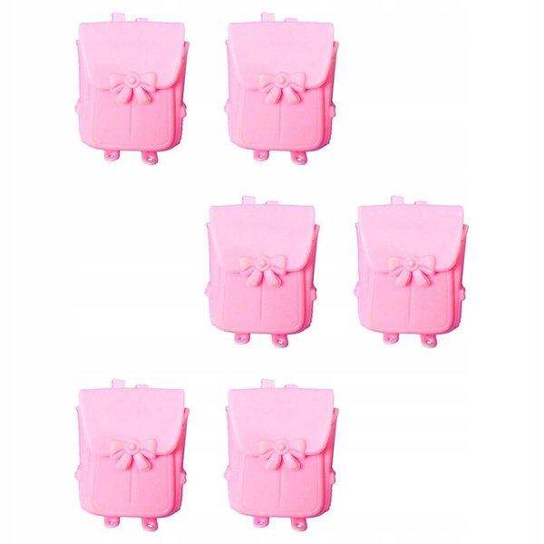 Set 6 Mini Zaini Rosa per Decorazione Casa delle Bambole in PVC Resistente