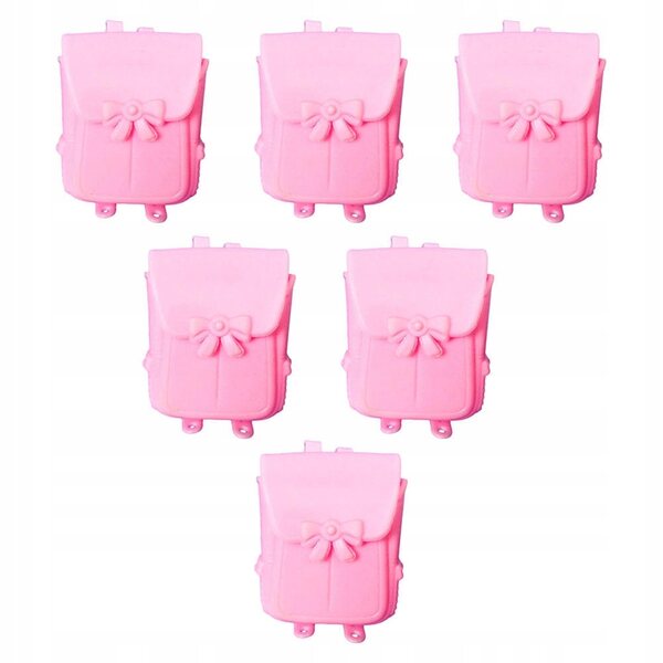 Set 6 Mini Zaini Rosa per Decorazione Casa delle Bambole in PVC Resistente