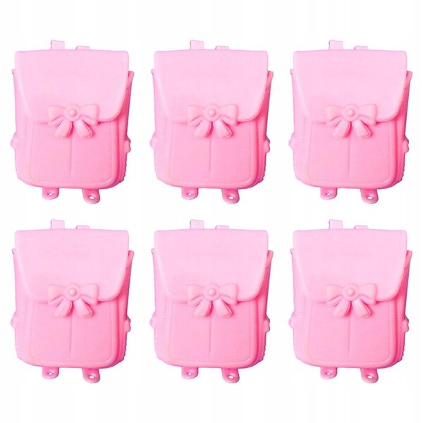 Set 6 Mini Zaini Rosa per Decorazione Casa delle Bambole in PVC Resistente