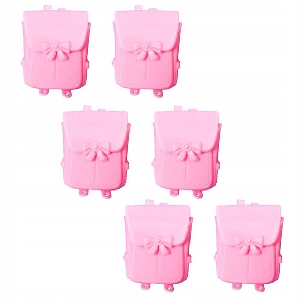 Set 6 Mini Zaini Rosa per Decorazione Casa delle Bambole in PVC Resistente