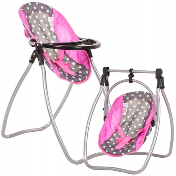 Doris 2-in-1-Puppenhochstuhl mit Schaukel und Futtertablett