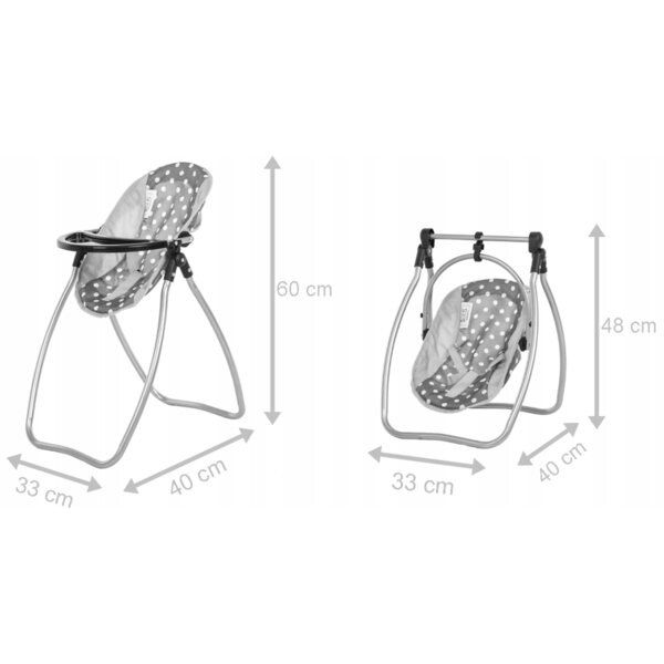 Doris 2-in-1-Puppenhochstuhl mit Schaukel und Futtertablett