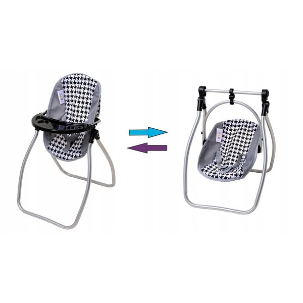 Doris 3in1 Puppenfütterungsstuhl rosa – Schaukel- und Schaukelstuhl