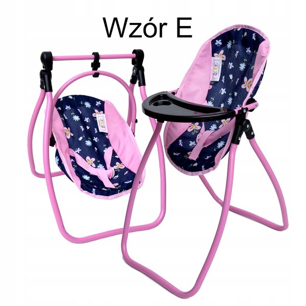 Doris 3in1 Puppenfütterungsstuhl rosa – Schaukel- und Schaukelstuhl