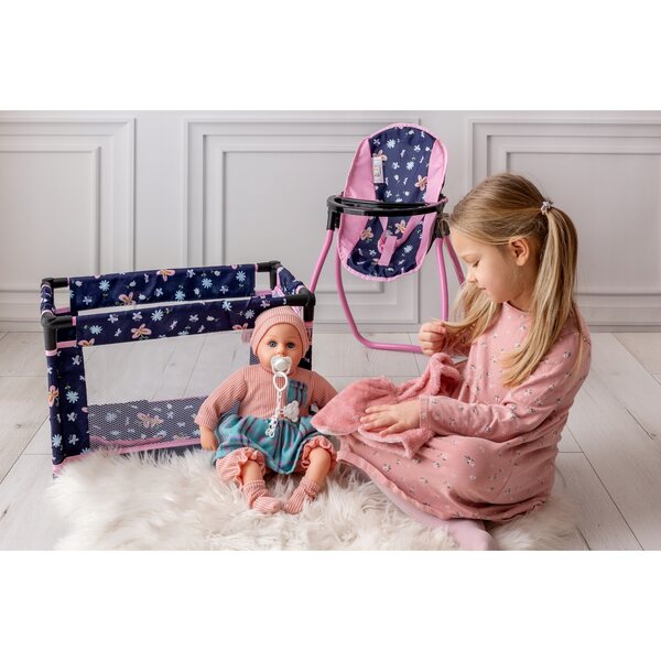 Doris 3in1 Puppenfütterungsstuhl rosa – Schaukel- und Schaukelstuhl