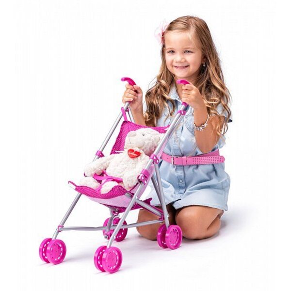 Passeggino per bambole Woodyland Pink Unicorn, pieghevole, 3+