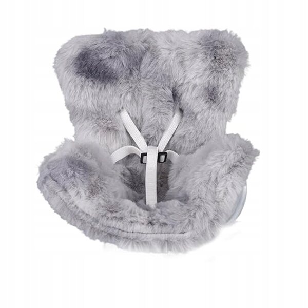 Fotelik Auto für Puppen aus Fleece mit Gürteln, 14,5 x 11 cm, Farbe Grau