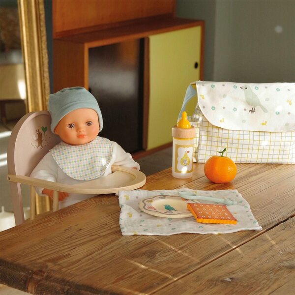 Pomea Djeco Puppennahrungsset mit Tasche und Zubehör für Kinder ab 2 Jahren