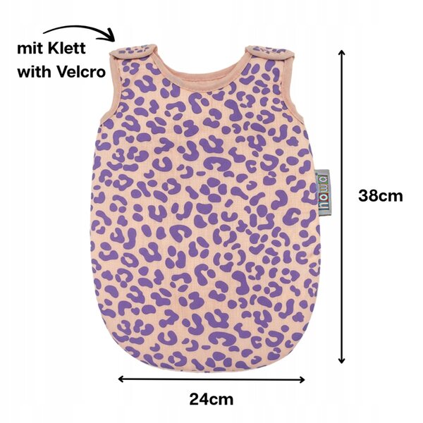 Howa Schlafsack für Leo-Puppen bis 48 cm mit lila Panther-Aufdruck