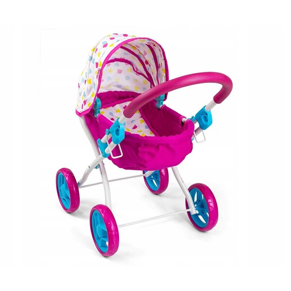Tiefer Kinderwagen für Milly Mally Dori-Puppen mit abnehmbarem Verdeck und Matratze