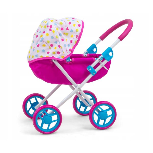 Tiefer Kinderwagen für Milly Mally Dori-Puppen mit abnehmbarem Verdeck und Matratze