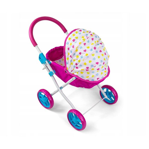 Tiefer Kinderwagen für Milly Mally Dori-Puppen mit abnehmbarem Verdeck und Matratze