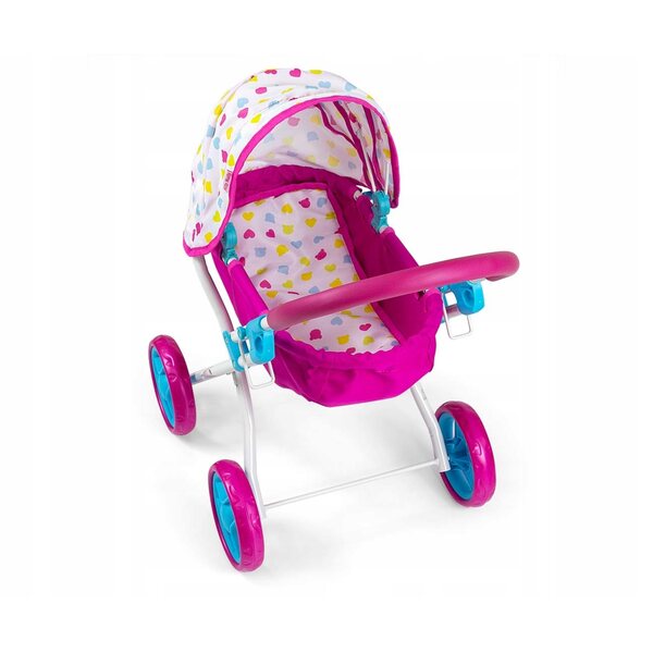 Tiefer Kinderwagen für Milly Mally Dori-Puppen mit abnehmbarem Verdeck und Matratze