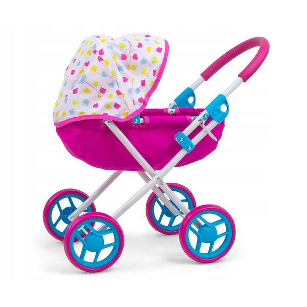 Tiefer Kinderwagen für Milly Mally Dori-Puppen mit abnehmbarem Verdeck und Matratze